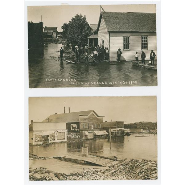 Odanah Wisconsin Town Flood RPPC Postcards