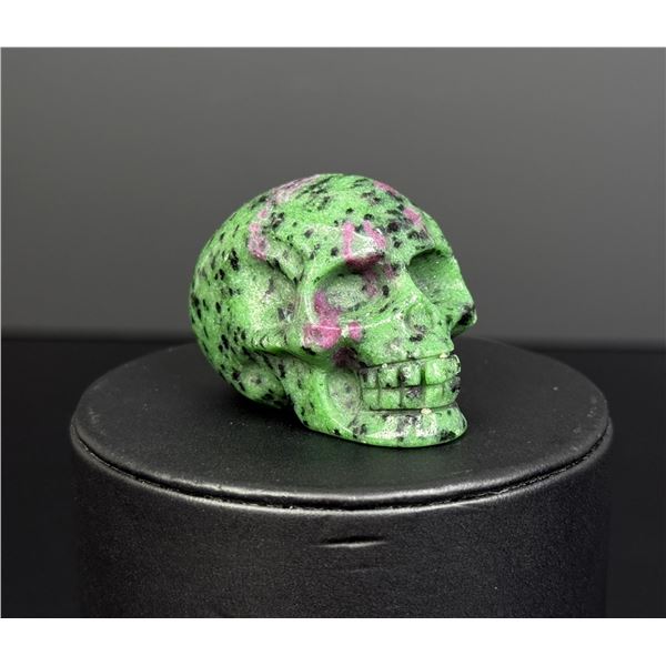 Ruby Zoisite Skull Carving
