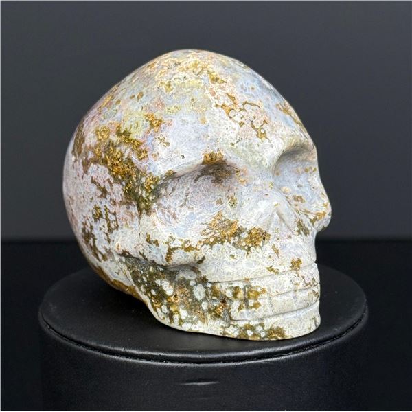 Moss Agate Skull Carving