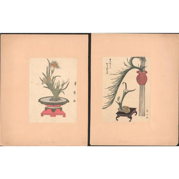 Japanese Ikebana Rikka Woodblock Prints
