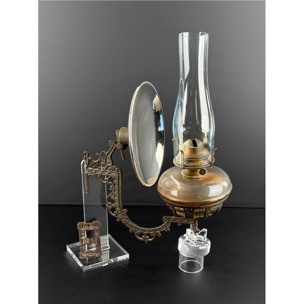 Victorian Cast Iron Bracket Kerosene Oil Lamp
