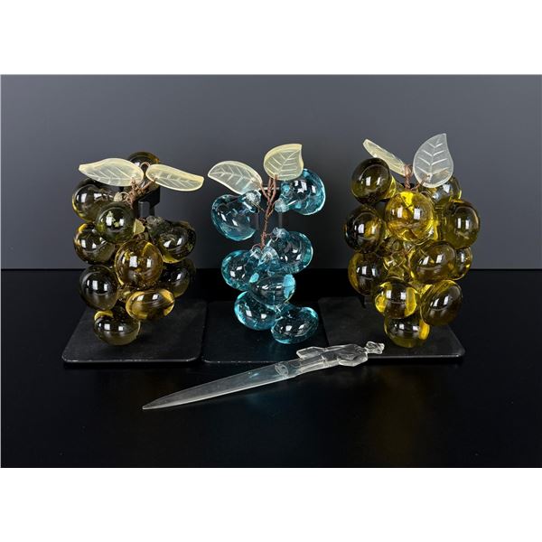 Mid Century Glass Grapes and Letter Opener