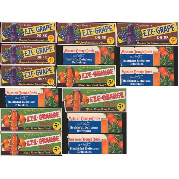 Collection of 1930s Eze Fruit Drink Signs