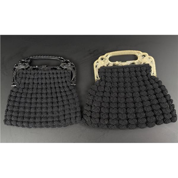 Art Deco Popcorn Crochet Lucite Handle Purses