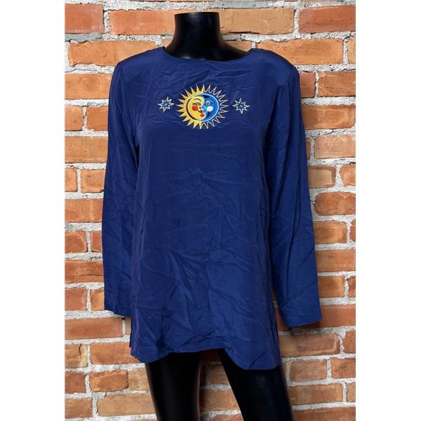 Vintage Bob Mackie Blue Silk Shirt