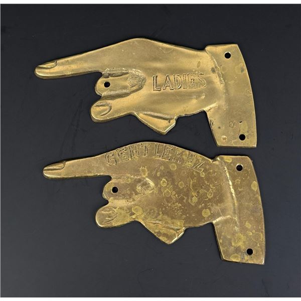 Cast Brass Pointing Restroom Finger Signs
