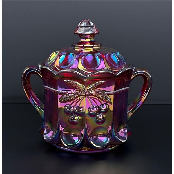 Westmoreland Cherry and Cable Carnival Glass Jar