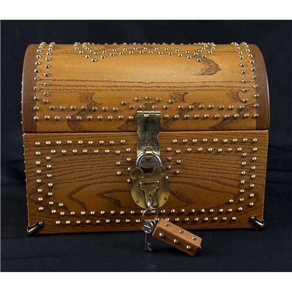 Custom Made Walnut Treasure Chest Lockbox Coffer