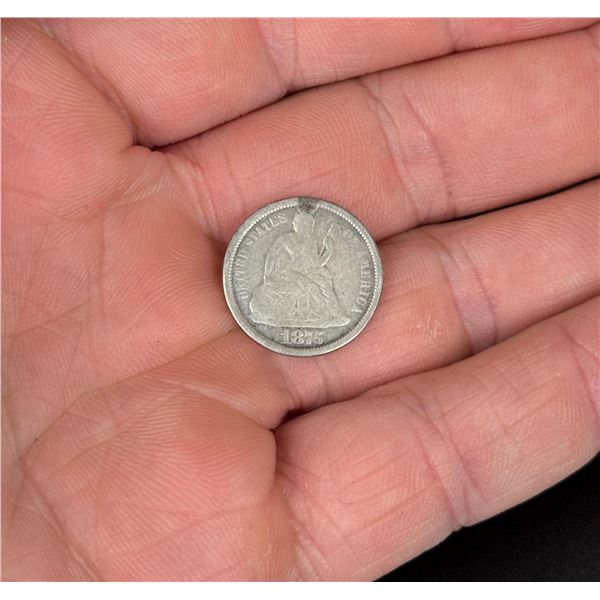 1875 Seated Liberty Dime Love Token