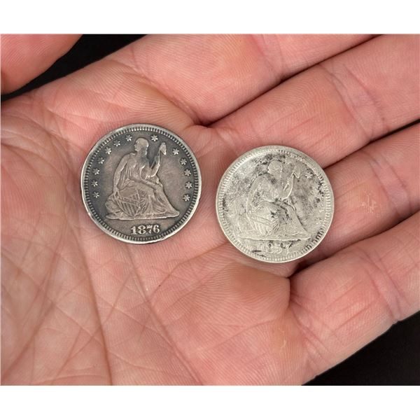 1857 1876 Seated Liberty Silver Quarters