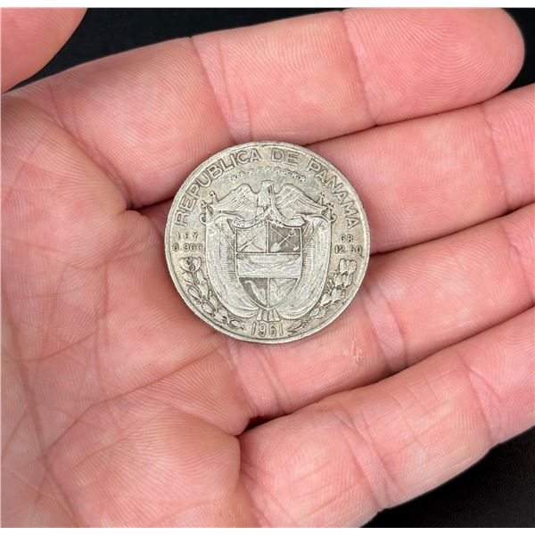 1961 Panama Medio Balboa Silver Coin
