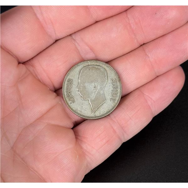 1938 Kingdom of Iraq 50 Fils 1 Dirham Silver Coin