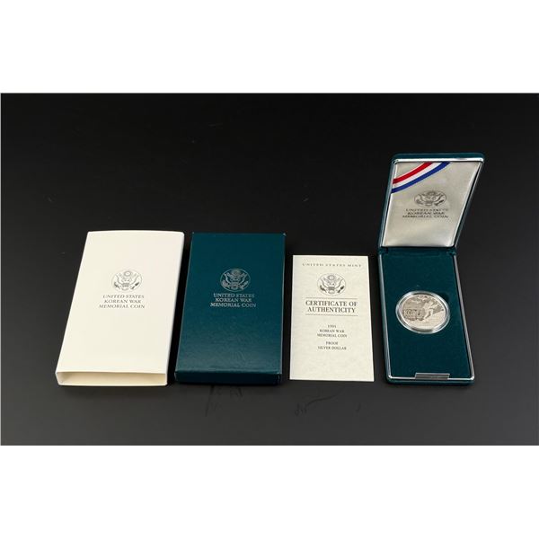 1991 Korean War Memorial Silver Dollar Proof Coin