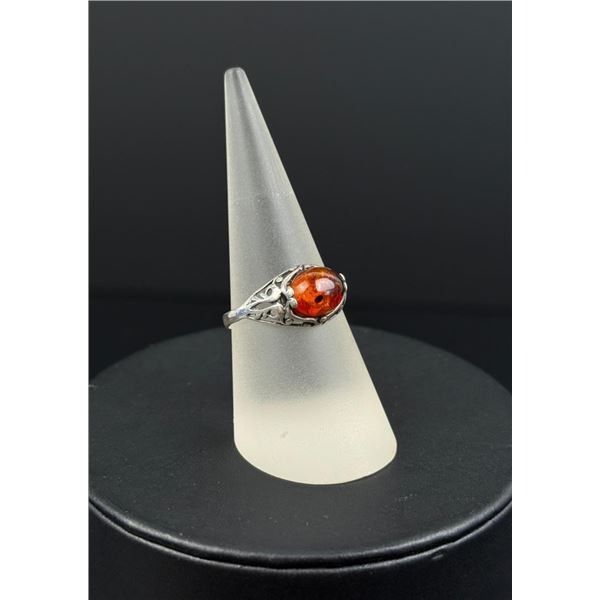 Valerio Sterling Silver Baltic Amber Ring