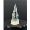 Image 1 : Navajo Sterling Silver Chip Inlay Ring