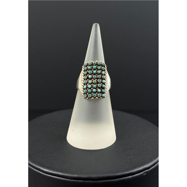 Zuni Sterling Silver Snake Eye Turquoise Ring