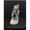 Image 1 : Sterling Silver Turquoise Onyx Floral Ring