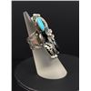 Image 3 : Sterling Silver Turquoise Onyx Floral Ring