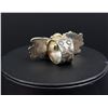 Image 4 : Sterling Silver Turquoise Onyx Floral Ring