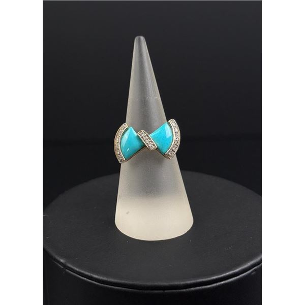 14K Gold Turquoise Bow Tie Ring