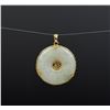 Image 2 : 14K Gold RJW Chinese Jade Donut Pendant