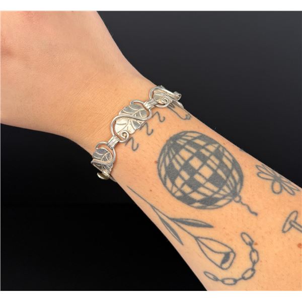 Taxco Mexico Sterling Silver Leaf Link Bracelet