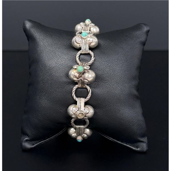 Taxco Mexico Sterling Silver Turquoise Link