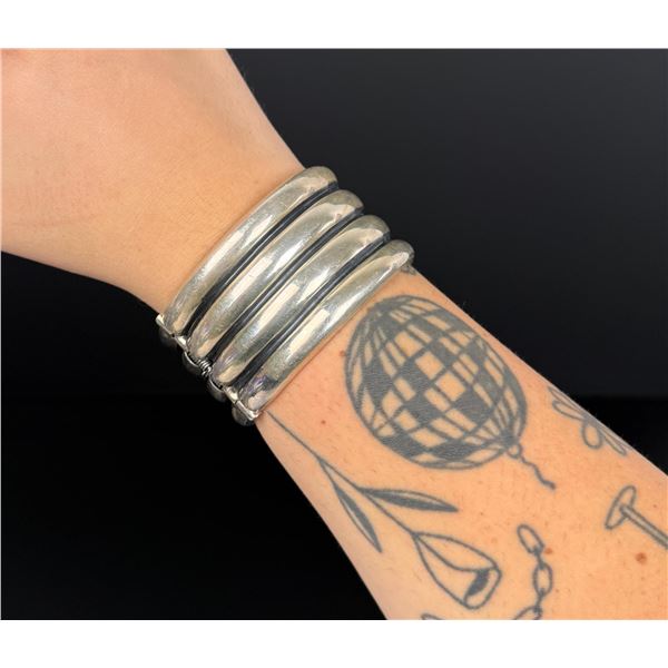Taxco Mexico Sterling Silver Ribbed Bracelet