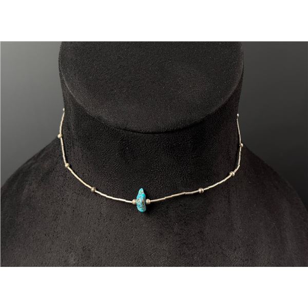 Navajo Sterling Silver Turquoise Nugget Necklace