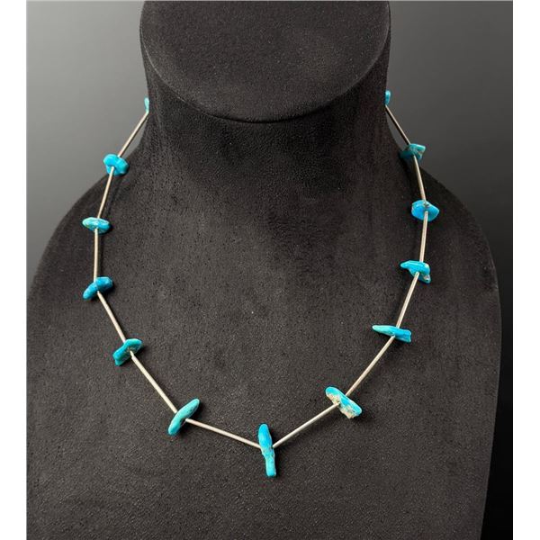 Navajo Sterling Turquoise Nugget Necklace