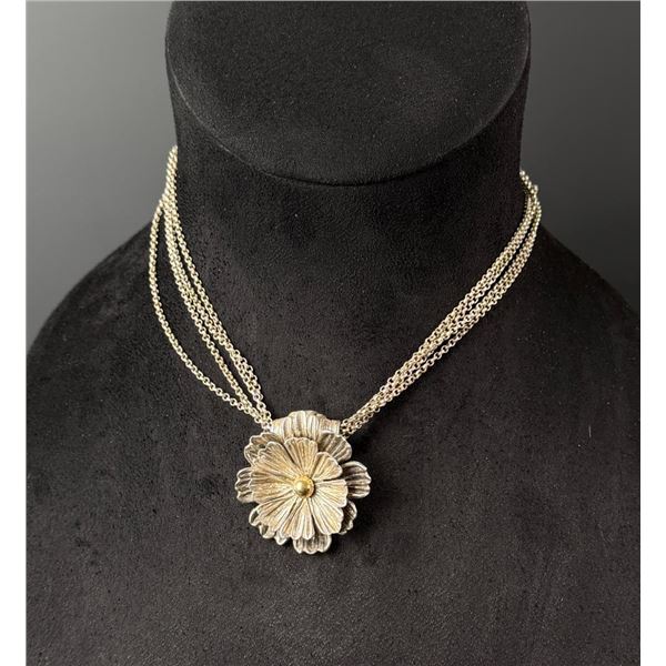 Joseph Esposito Sterling Silver Flower Necklace