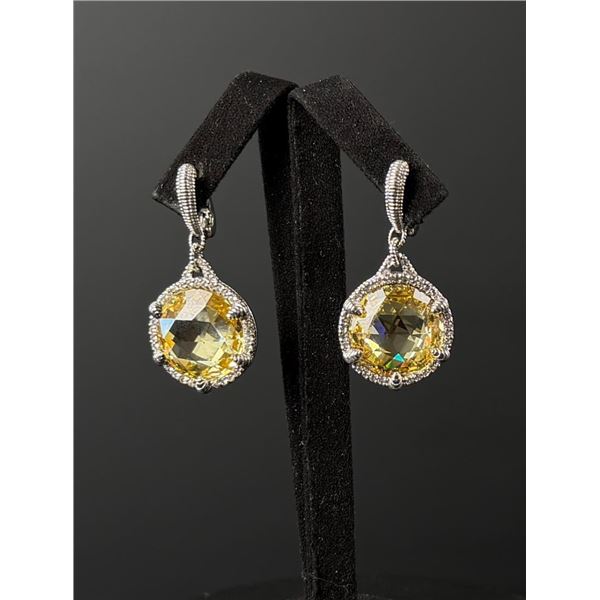 Judith Ripka 18K Gold Sterling Quartz Earrings