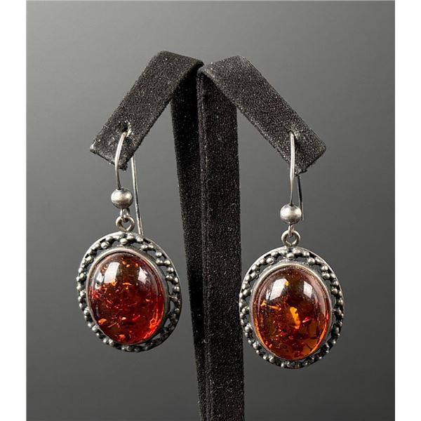 Sterling Silver Baltic Amber Earrings