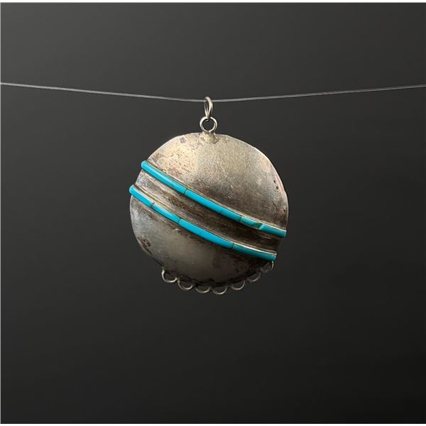 Zuni Sterling Silver Turquoise Domed Pendant