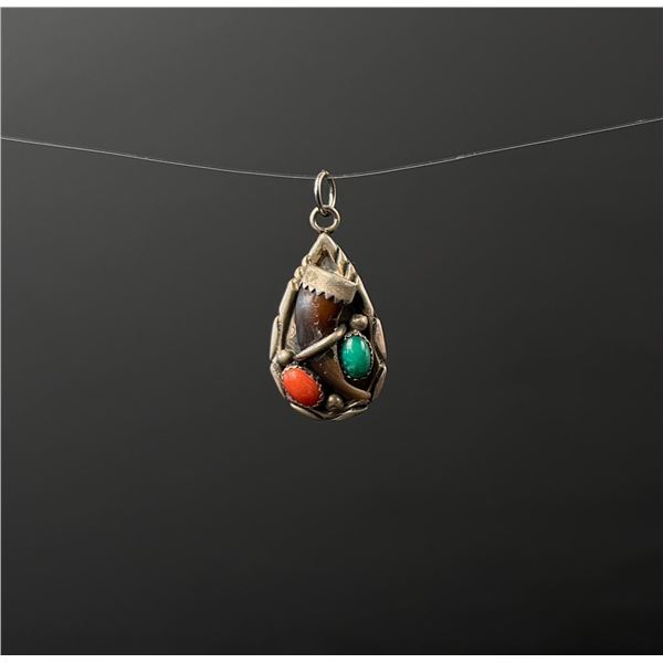 Les Hill Navajo Sterling Bear Claw Pendant