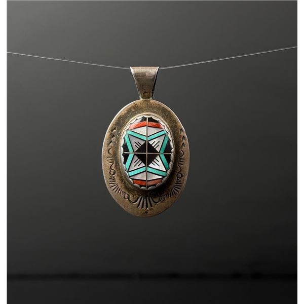 Zuni Sterling Silver Turquoise Pendant