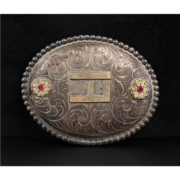 Gold Filled Cowboy Ranch Brand Belt Buckle