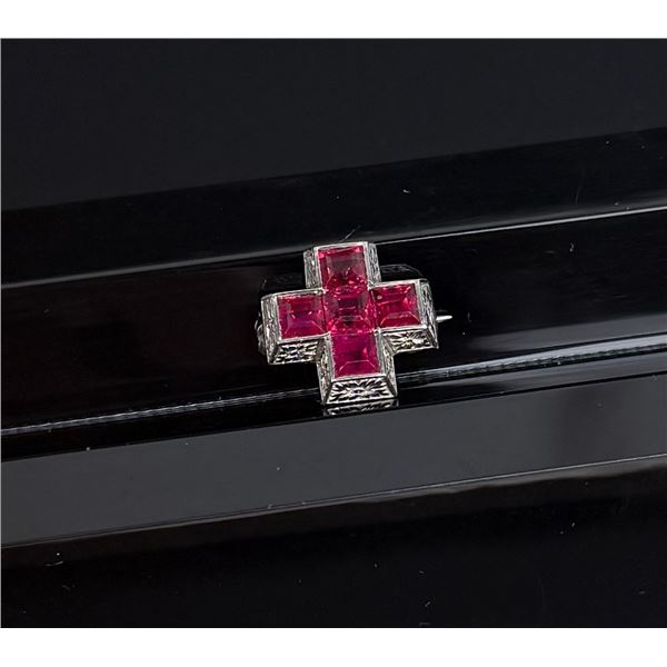 Spaulding & Co Platinum and Ruby Cross Pin