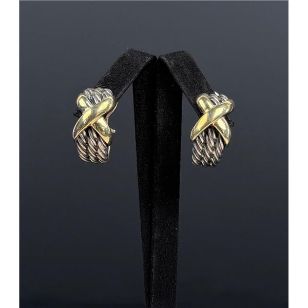 David Yurman Sterling 14k Gold X Earrings