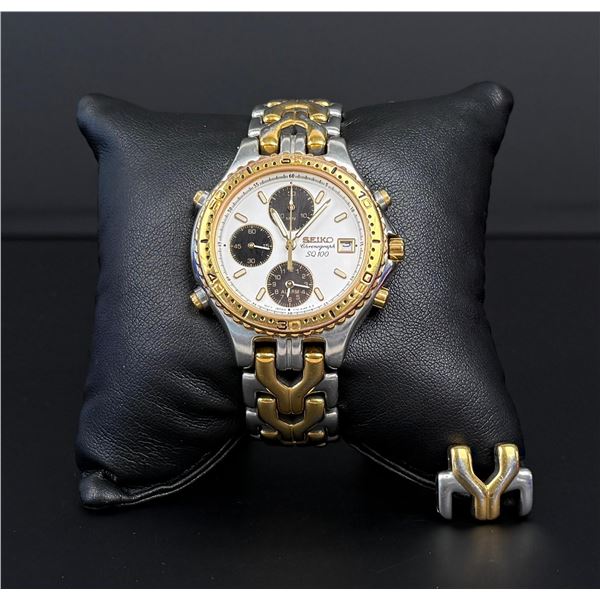 Seiko SQ100 7t32-6G20 Panda Chronograph Watch