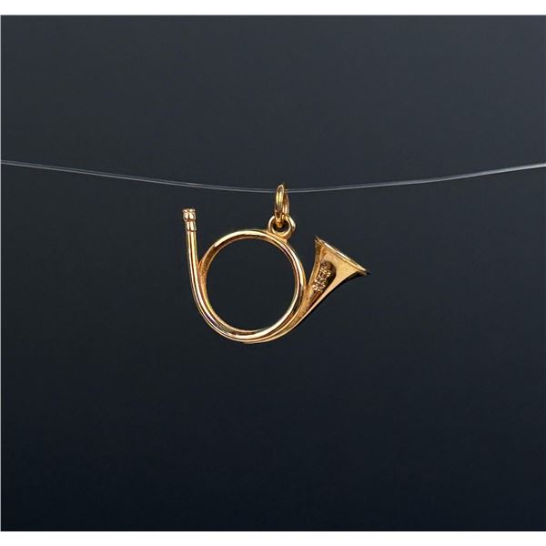 14K Gold French Hunting Horn Pendant