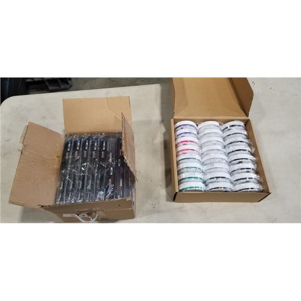 BOX OF NEW SLEEK 8 PIN CABLES AND BOX OF NEW EARBUDS