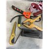 Image 4 : TRAY OF TOOLS INCLUDING HAMMERS, CROW BAR, SAWS ETC