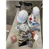 Image 1 : BOX WITH 3 HARDHATS, TOOLBAG, AND BOXES OF SCREWS