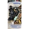 Image 3 : TOTE OF PLUMBING SUPPLIES INCLUDING WRENCHES, FITTINGS ETC