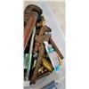Image 4 : TOTE OF PLUMBING SUPPLIES INCLUDING WRENCHES, FITTINGS ETC