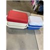Image 1 : 2 COOLERS. 1 FROM RUBBERMAID, ONE FROM GOTT