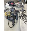 Image 2 : PLASTIC TOTE OF POWER TOOLS INCLUDING CIRCULAR SAWS, DRILLS, JIG SAWS, SANDERS ETC. WORKING