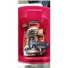 Image 1 : PLASTIC TOTE OF TOOL INCLUDING JOBMATE AND RYOBI CIRCULAR SAWS