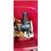 Image 3 : PLASTIC TOTE OF TOOL INCLUDING JOBMATE AND RYOBI CIRCULAR SAWS